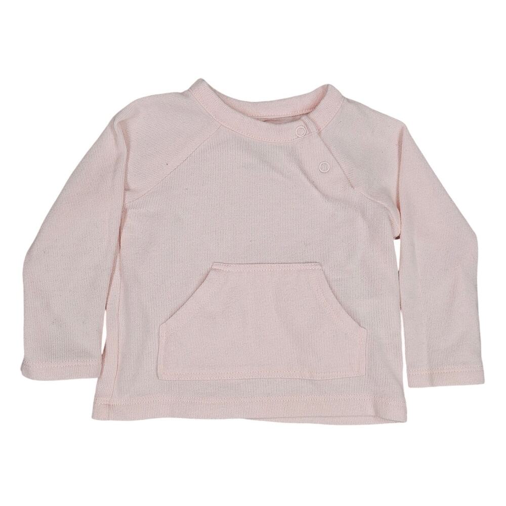 STERLING BABY LONG‑SLEEVE KANGAROO POCKET TOP LONG-SLEEVE SHIRT – PINK – SIZE 6M
